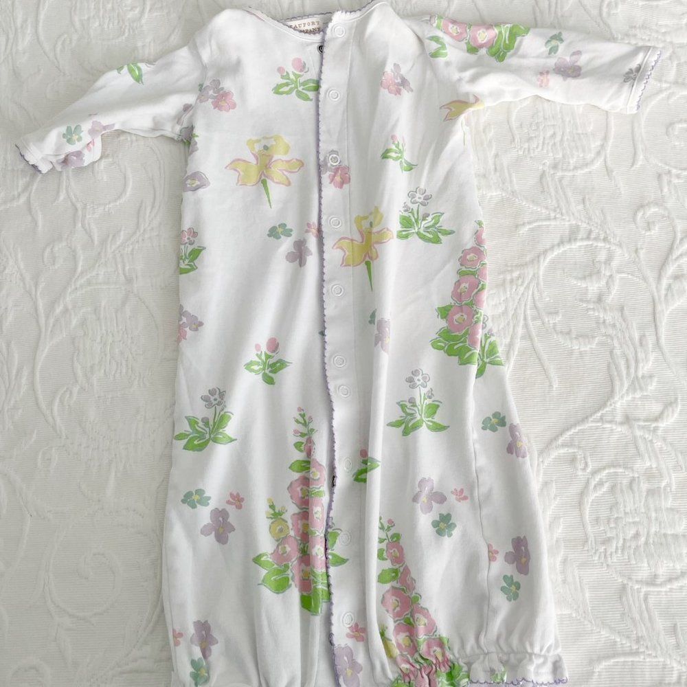 The Beaufort Bonnet Company Spring Flowers Nightgown Convertible One Piece 0-3M